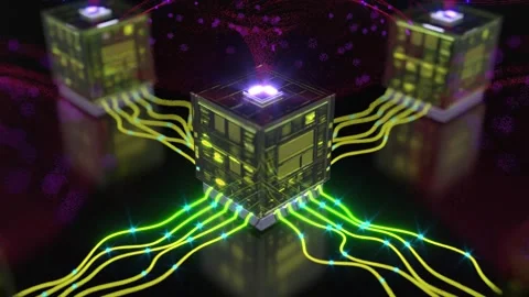 Data center DB cyber big digital cloud artificial learning bg able to loop Stock Footage 317535945