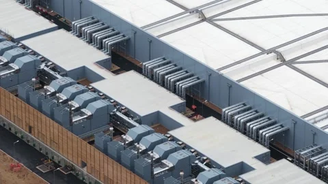 Data center details of building exterior and hardware components. Stock Footage 320609596