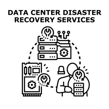 Data center disaster recovery services protecting business information 库存插图