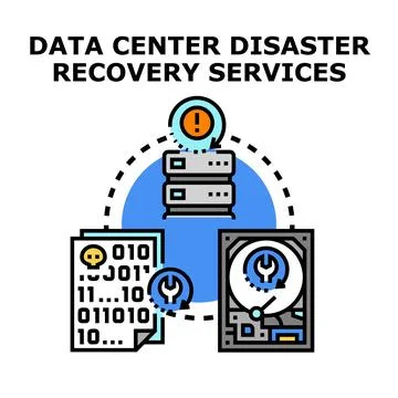 Data center disaster recovery services restoring information Stock Illustration
