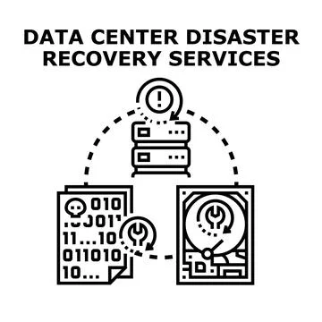 Data center disaster recovery services restoring information Stock Illustration