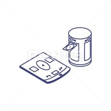 Data center disk reader with tablet designer Stock Illustration