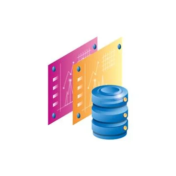Data center disk with statistics webpage template Stock-Illustration