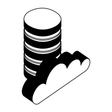 Data center disks and cloud computing isometric icon Stock Illustration