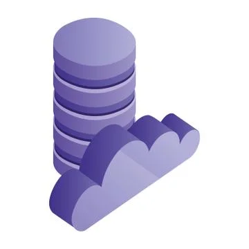 Data center disks and cloud computing isometric icon Stock Illustration