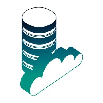 Data center disks and cloud computing isometric icon Stock Illustration