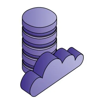 Data center disks and cloud computing isometric icon Illustrazione stock