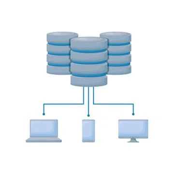 Data center disks with devices Stock Illustration