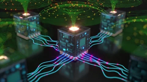 Data center education AI big cloud cyber digital able to loop endless Stock Footage 317185129