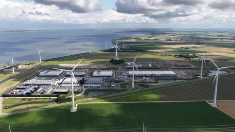Data center in the Eemshaven, Groningen. Search engine, big data, hyperscaler. Stock Footage 313347534