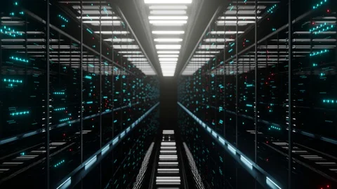 Data center with endless servers. Network and information servers Stock Footage 116815851