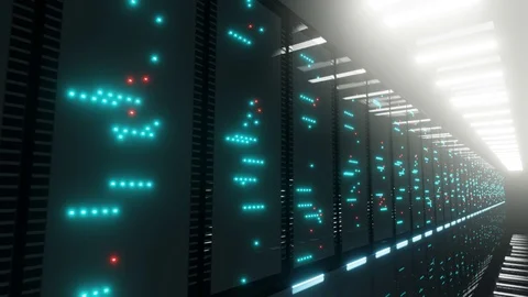 Data center with endless servers. Network and information servers Stock Footage 116898091