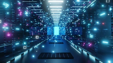 Data center with endless servers. Network and information servers Stock Footage 123824848
