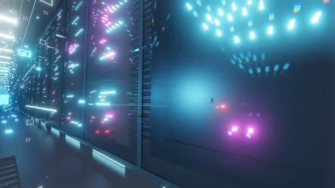 Data center with endless servers. Network and information servers Stock Footage 123833724