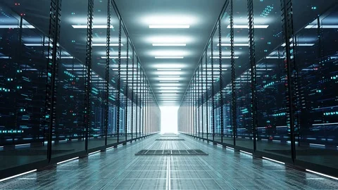 Data center with endless servers. Network and information servers Видео 125230997