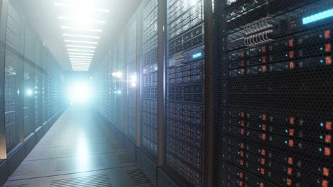 Data center with endless servers. Network and information servers Stock Footage 149308901