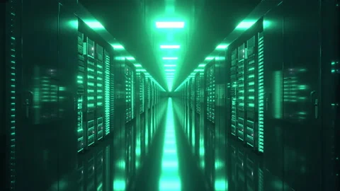 Data center with endless servers. Network and information servers behind glass Stock Footage 151287161