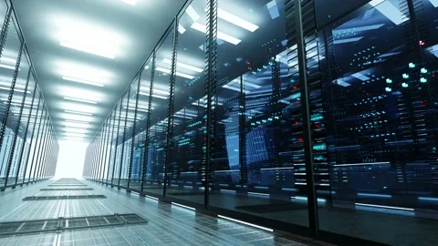 Data center with endless servers. Network and information servers Stock Footage 152174798
