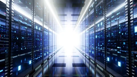 Data center with endless servers. Network and information servers Stock Footage 304198670