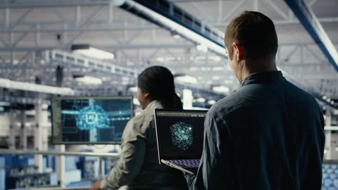 Data center engineer adjusts system settings to improve AI rigs processing speed Stock Footage 314685410