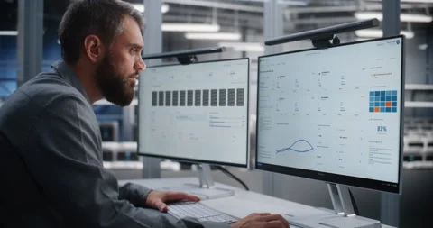 Data Center Engineer Responding to Critical Server Overheating in Real Time Stock Footage 344968193