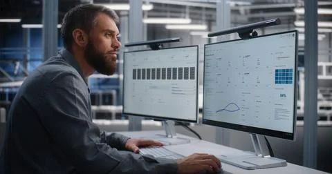 Data Center Engineer Responding to Critical Server Overheating in Real Time Stock Photos