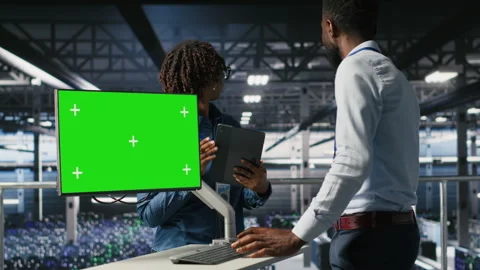 Data center engineering team coding on green screen PC, monitoring AI systems Stock Footage 310278038