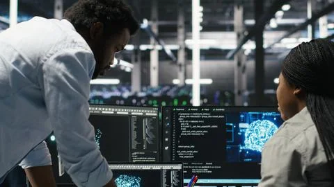 Data center engineering team uses artificial intelligence deep learning models Stock Photos