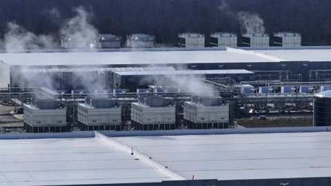 Data Center Evaporative Cooling View  - cooling system Stock Footage 301574020