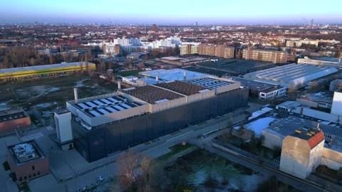 Data center facility, Bitcoin global Digital Currency. Magic aerial view drone Stock Footage 322930121
