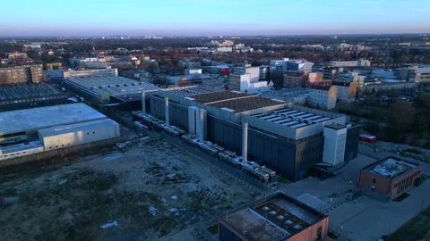 Data center facility, Bitcoin global Digital Currency. Nice aerial view drone Stock Footage 322930156