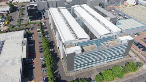 Data Center Facility Buildings Aerial View on a Clear Day Stock Footage 337527640
