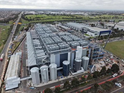 Data center facility expanding with modern cooling infrastructure Stock Photos