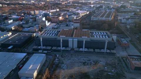 Data center facility, global digital infrastructure. Fantastic aerial view drone Stock Footage 323416503