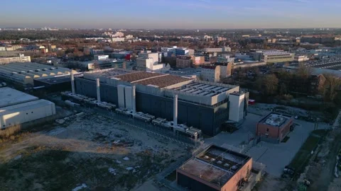 Data center facility, global digital infrastructure. Gorgeous aerial view drone Stock Footage 323416520