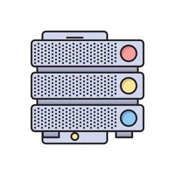 Data center flat color icon Stock Illustration
