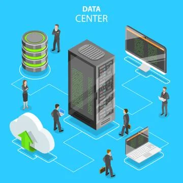 Data center flat isometric vector concept. Stock Illustration