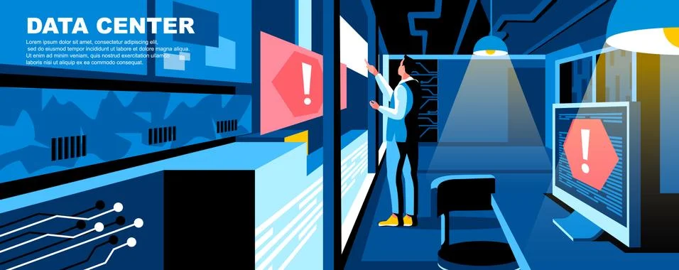 Data center flat vector landing page template. イラスト素材