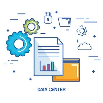 Data center folder file archive security cloud network Stock Illustration