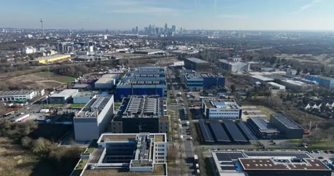 Data center in Frankfurt am Main, Germany, aerial views. Stockbeeldmateriaal 304501142