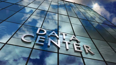 Data center glass skyscraper with mirrored sky loop animation Stock Footage 130000025
