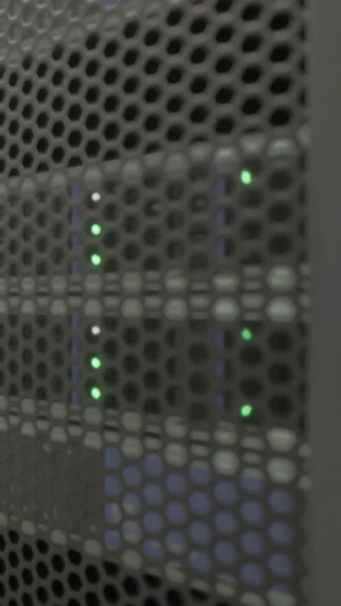 Data center with green lights during operation in a technology facility Stock Footage 338373231