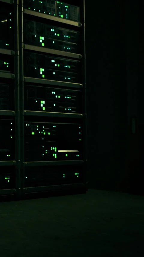 Data center with green lights at night in a quiet environment Stock Footage 336172691