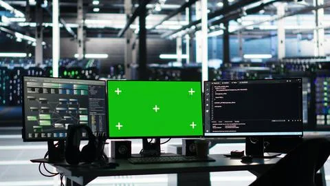 Data center green screen chroma key computer systems controlling network Stock Photos