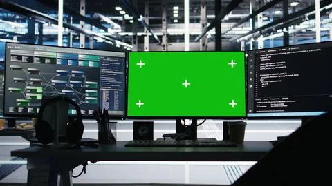 Data center green screen chroma key computer systems controlling network Stock Photos