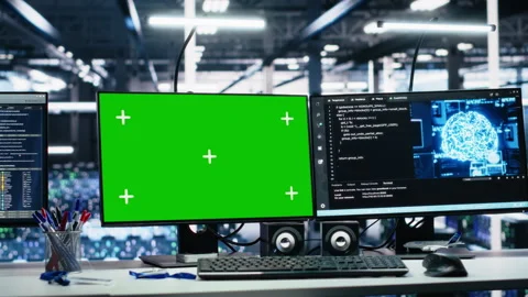 Data center green screen computers showi... | Stock Video | Pond5