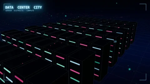 Data center hall server rack rows Видео 339993095