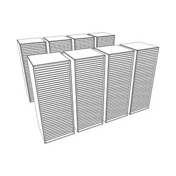 Data center. Hardware equipment telecommunication server. Stock Illustration