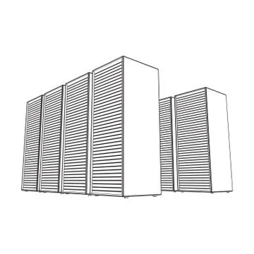 Data center. Hardware equipment telecommunication server. Illustrazione stock
