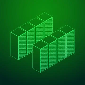 Data center. Hardware equipment telecommunication server. Illustrazione stock